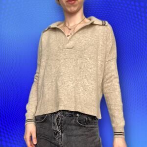 Madewell Davie polo sweater merino wool collar cropped pullover, size XS